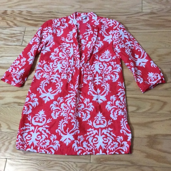 XS Merona coral pink damask print swimsuit cover up - Picture 3 of 16